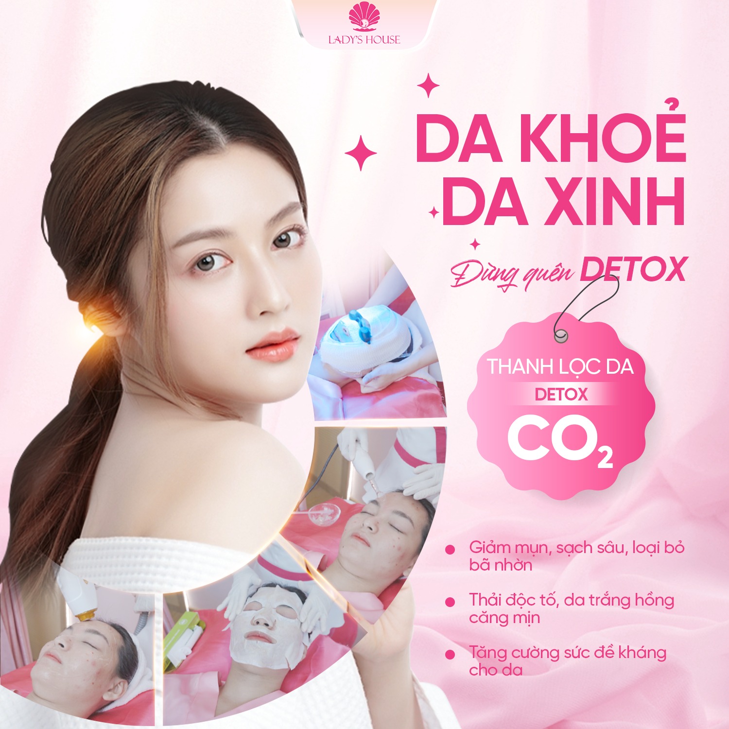 Detox CO2: Thổi làn da mới, trẻ trung tại Lady's House Spa & Clinic